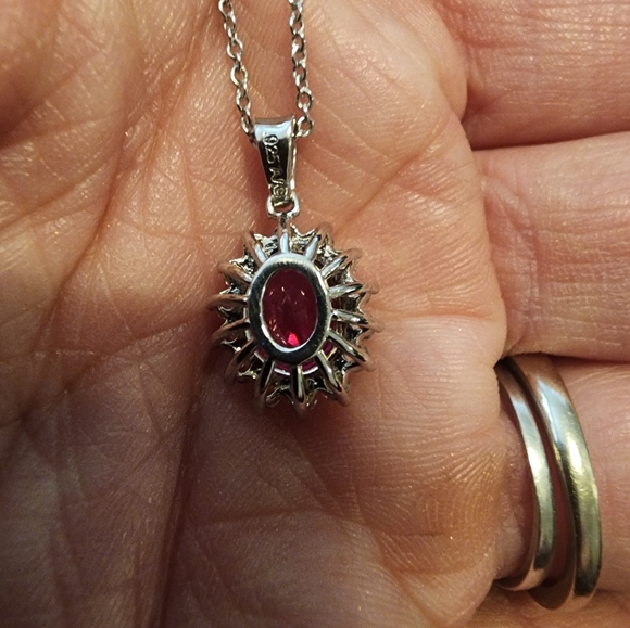Sterling Silver Lab-Created Ruby & CZ Pendant & Earring Jewelry Set MSRP: $175 - Picture 2 of 9